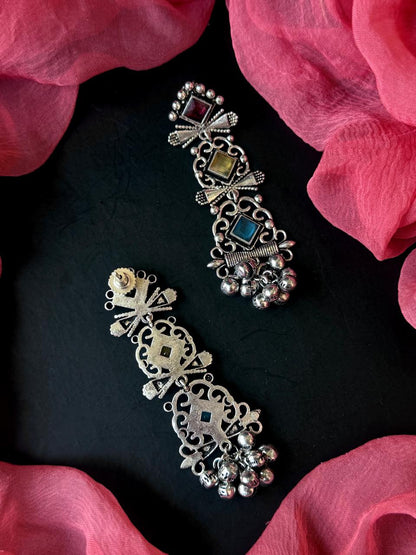 Monalisa Stone Silver Replica Partywear Earring