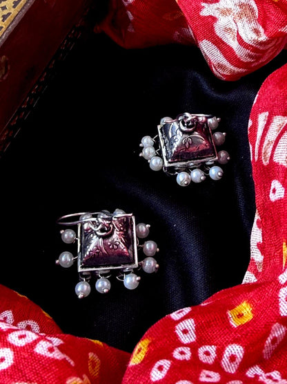 Silver Replica Beaded Jhumki Earring