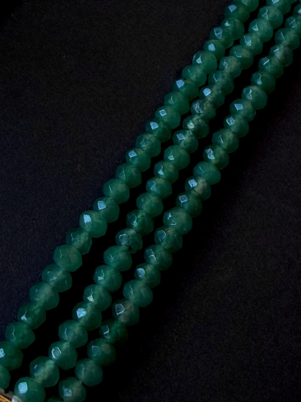 Stone Beads with Kundan Three Layered Choker and Kundan Earring Set