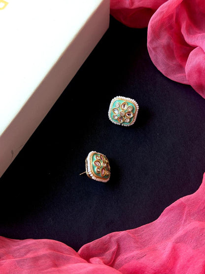 Kundan Meenakari Pendant Multi Layered Beaded Choker with Earring set