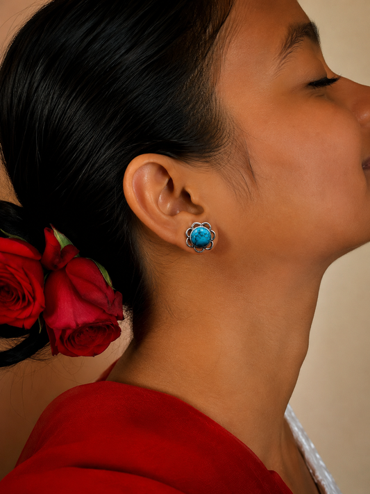 Semi Precious Stone 92.5 Silver Stud Earring