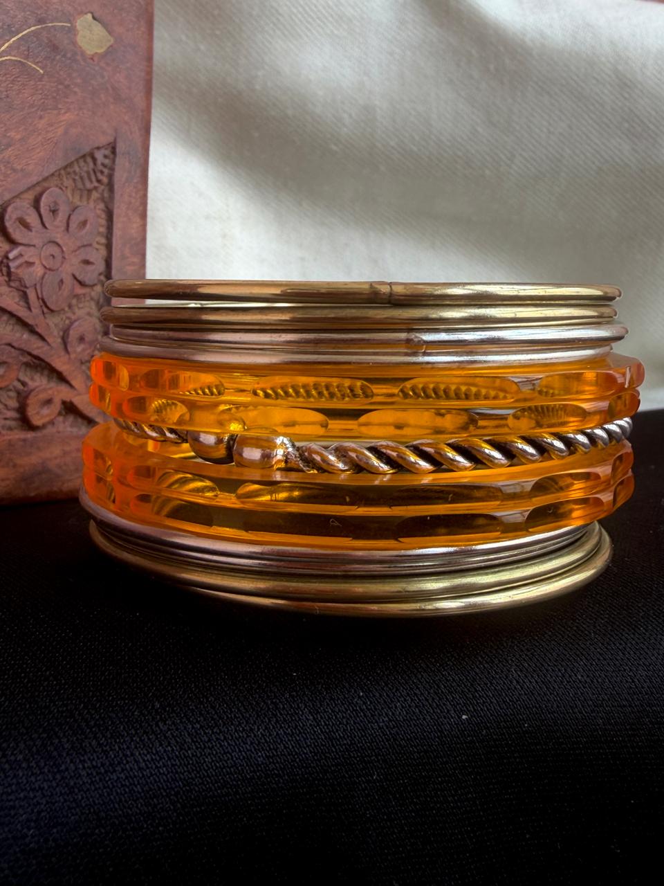 Acrylic Jelly Bangles with Metal Bangles set
