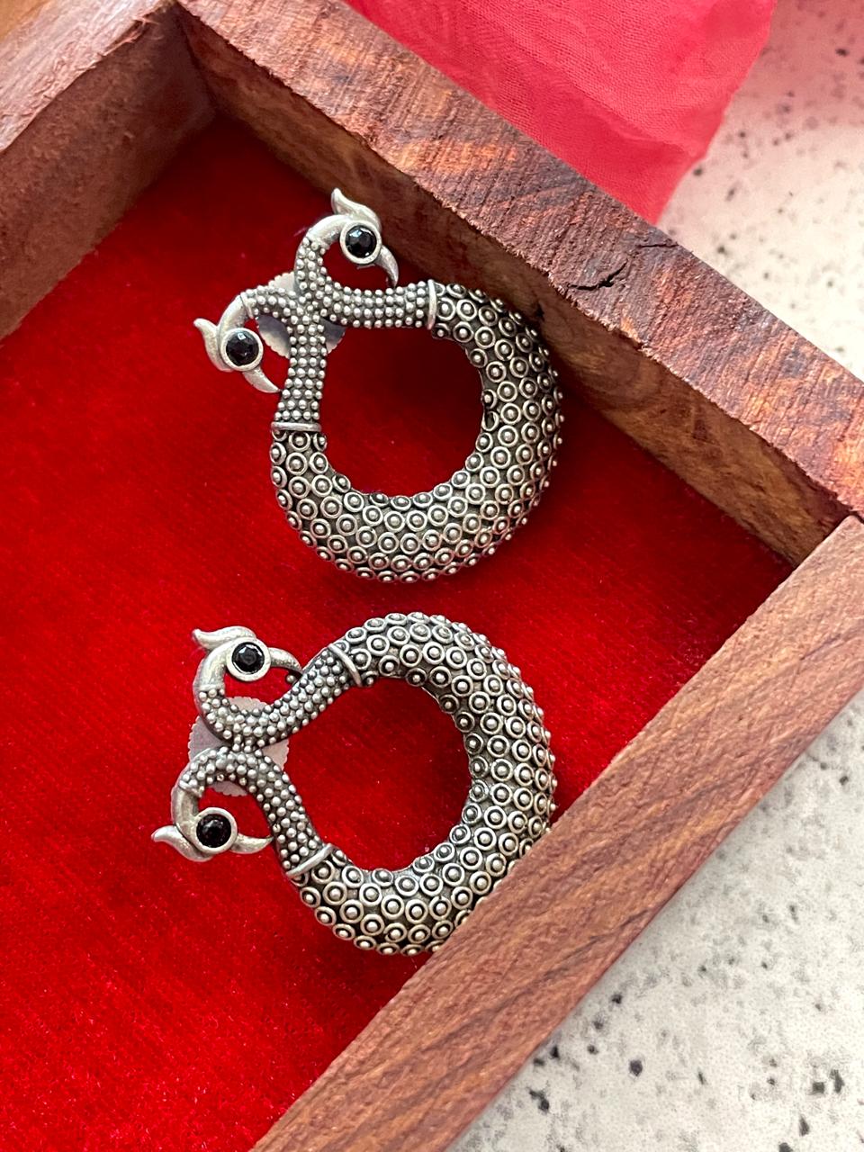 Silver Replica Peacock Shape Earring