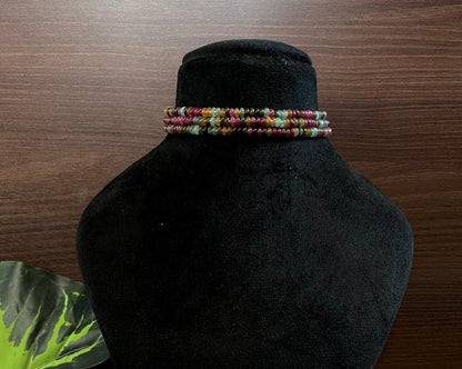 Stone Beads Three Layer Mala Choker Necklace