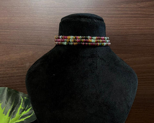 Stone Beads Three Layer Mala Choker Necklace