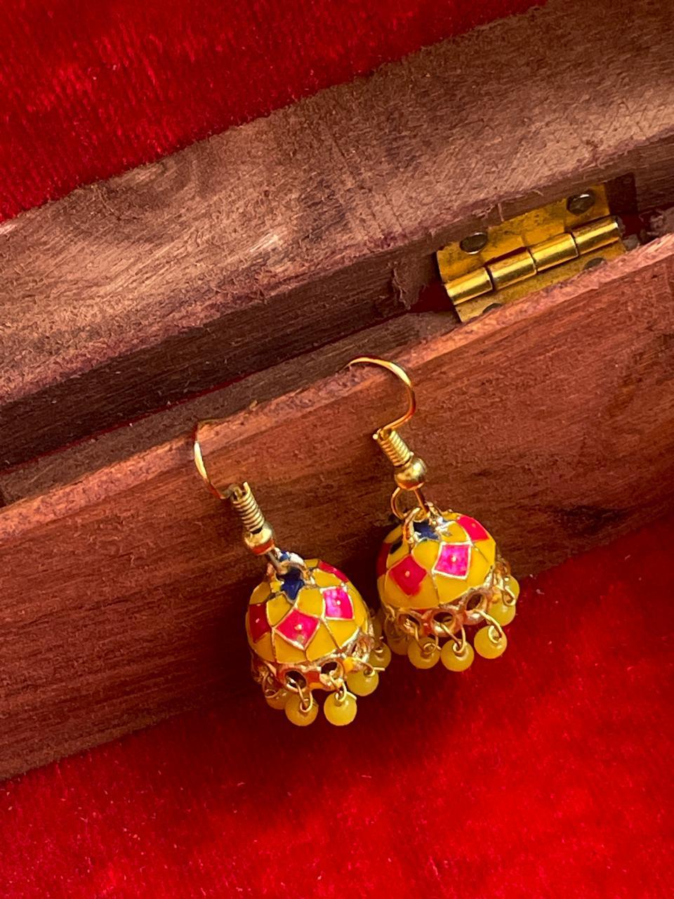 Meenakari Small Jhumki Earring (Set of 2 Pairs)