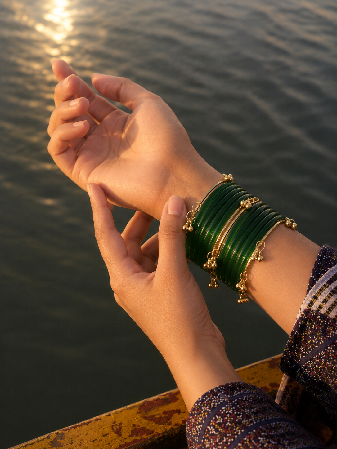 Acrylic Bangles with Metal Bangles set