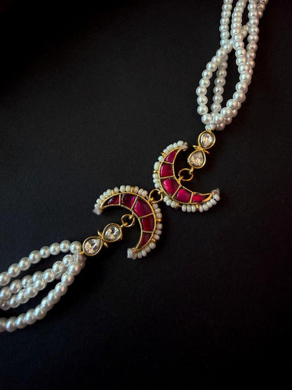 Pachi Kundan Pendant Pearl Mala Necklace