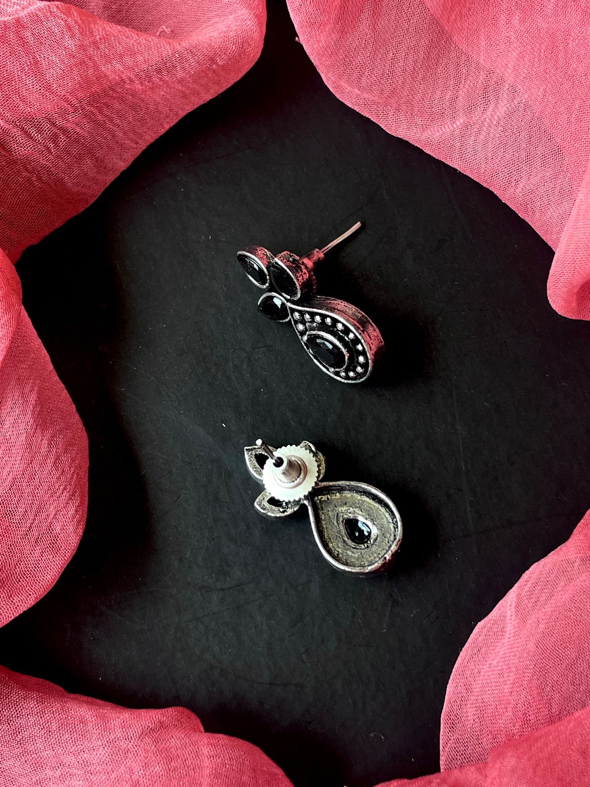 Monalisa Stone Oxidized Stud Earring