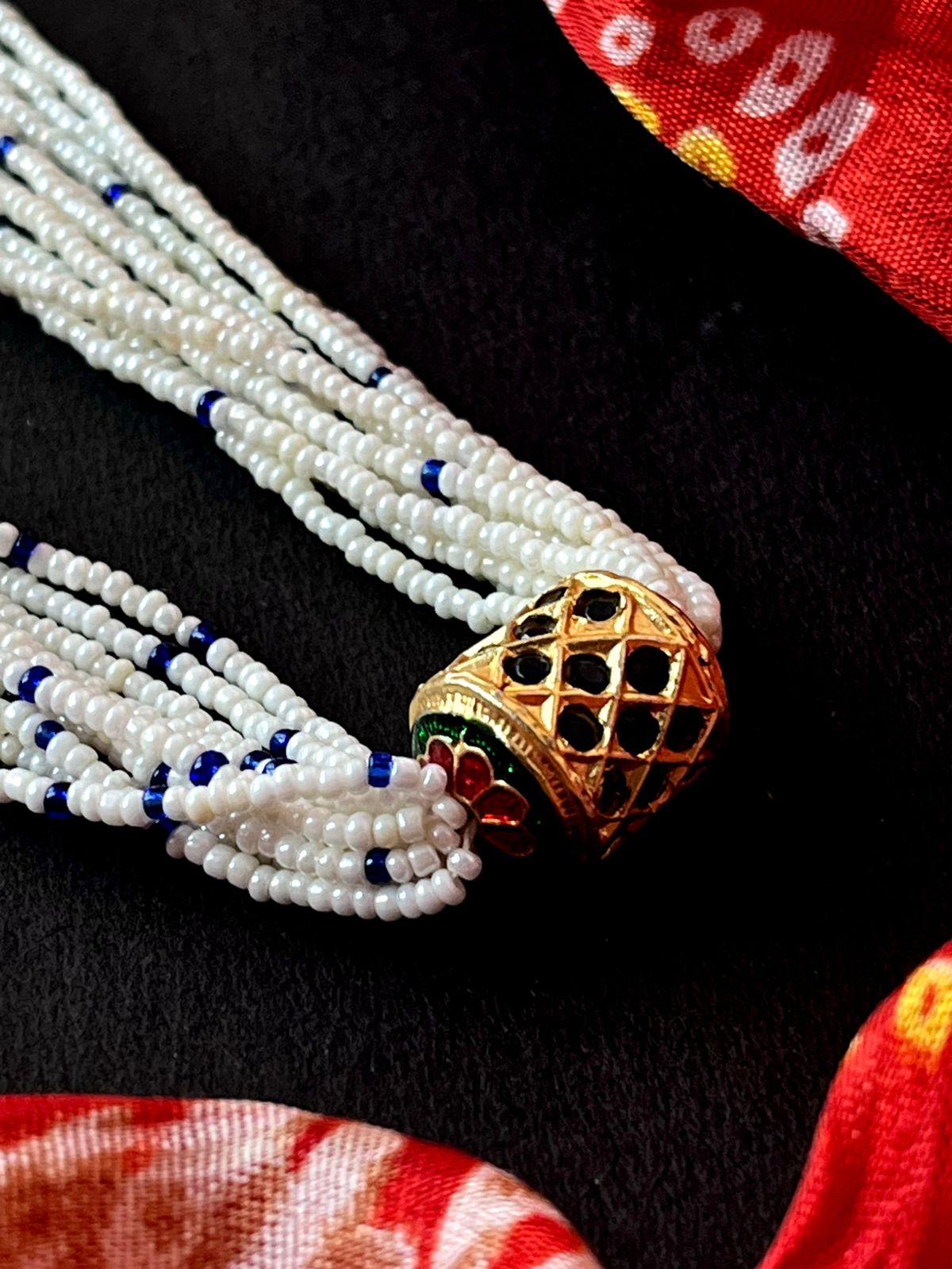 Meenakari Pendant Multi colour Beaded Mala Necklace