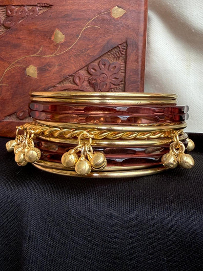 Acrylic Jelley Bangles with Metal Bangles set