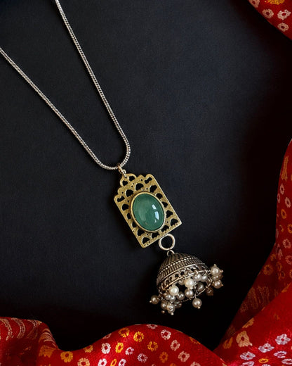 Dual Tone Pendant Chain Necklace