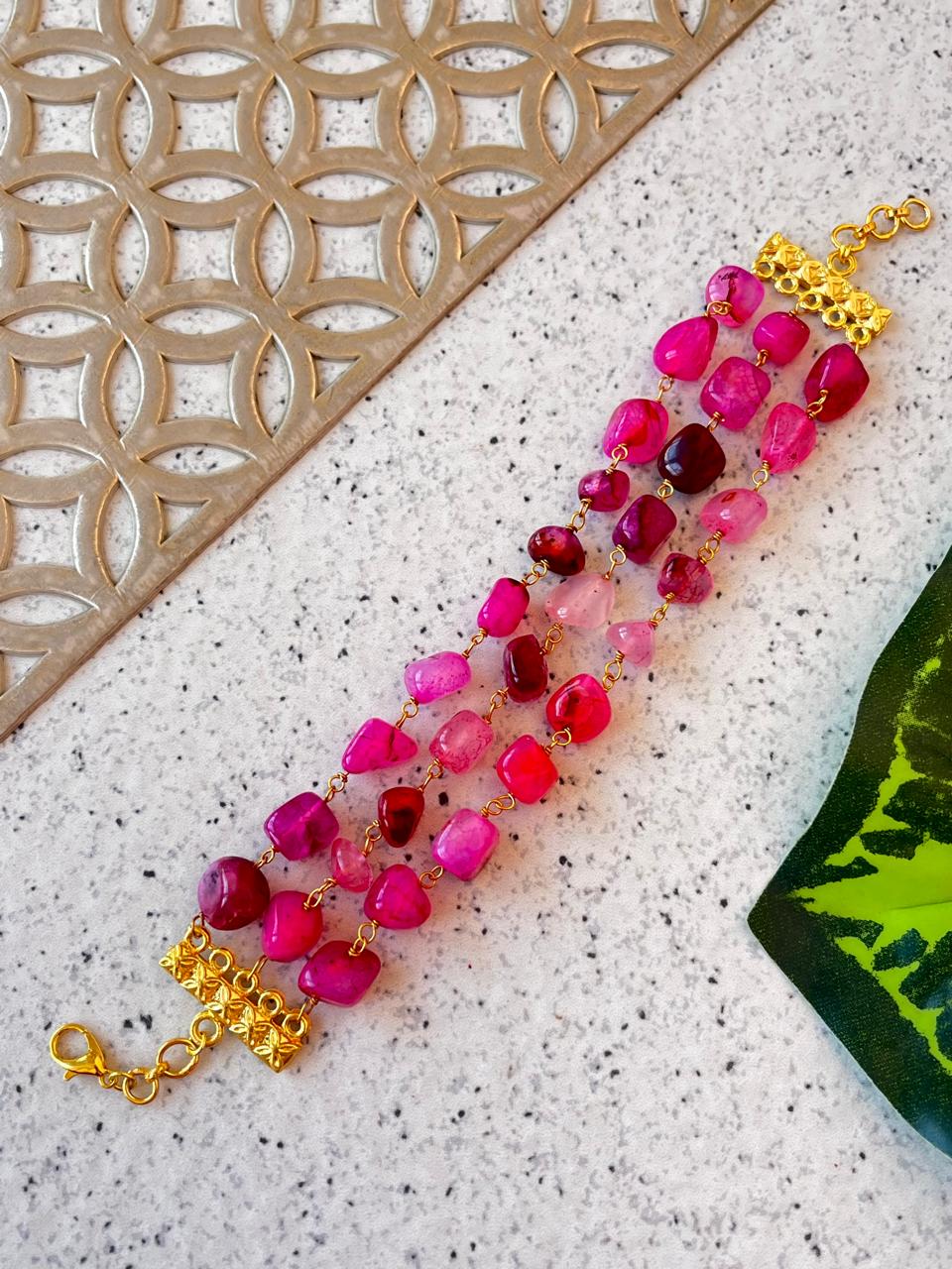 Natural Stone Three Layered Bracelet