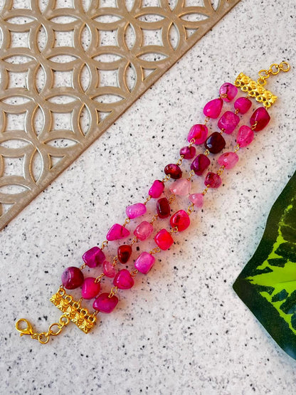 Natural Stone Three Layered Bracelet