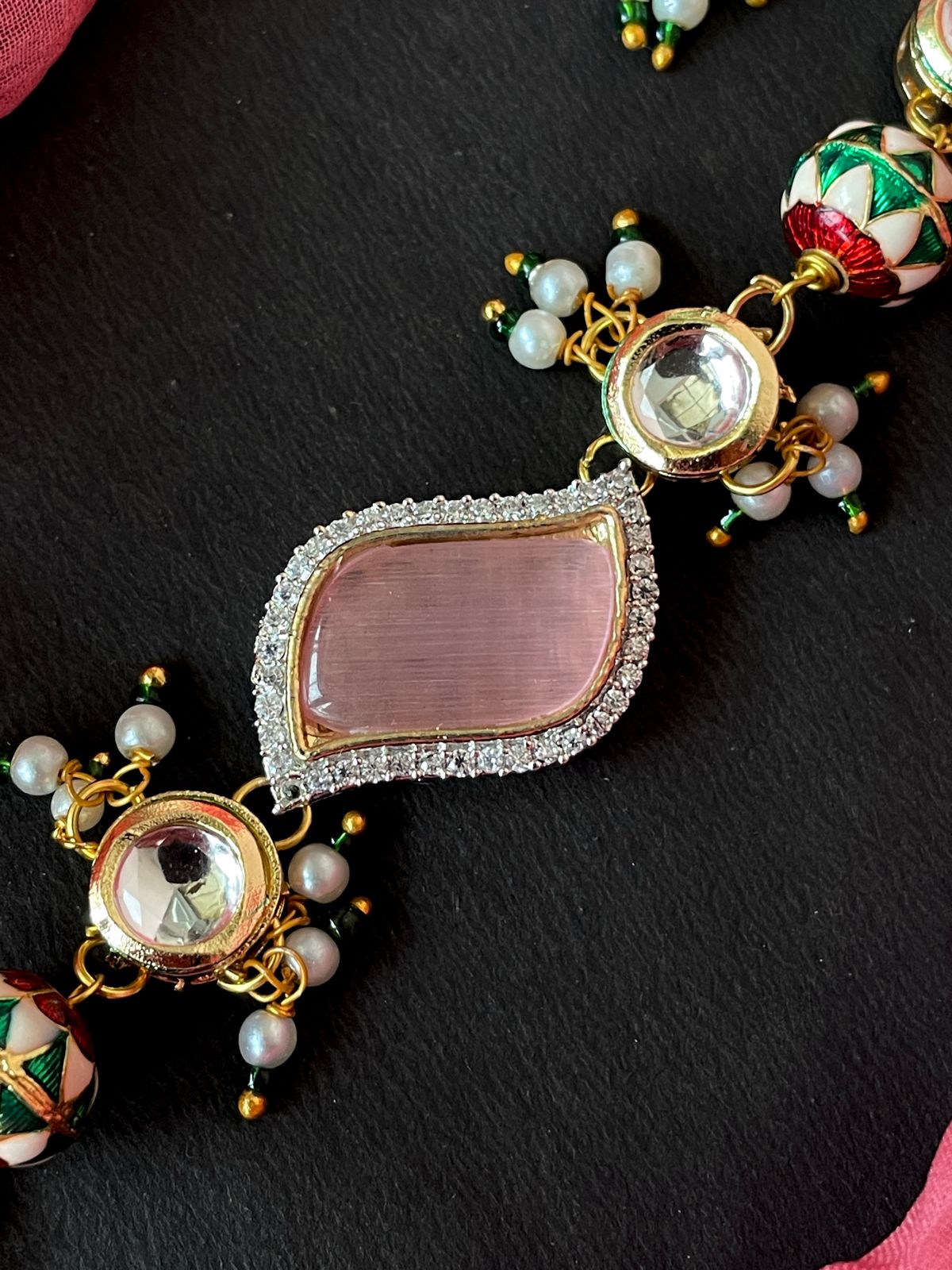 AD with Monalisa Stone Meenakari Kundan Beaded Bracelet