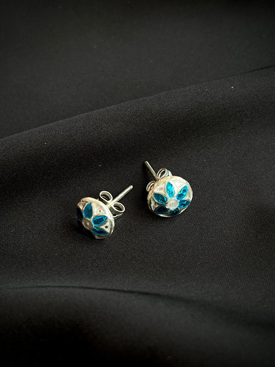 Meenakari 92.5 Silver Stud Earring