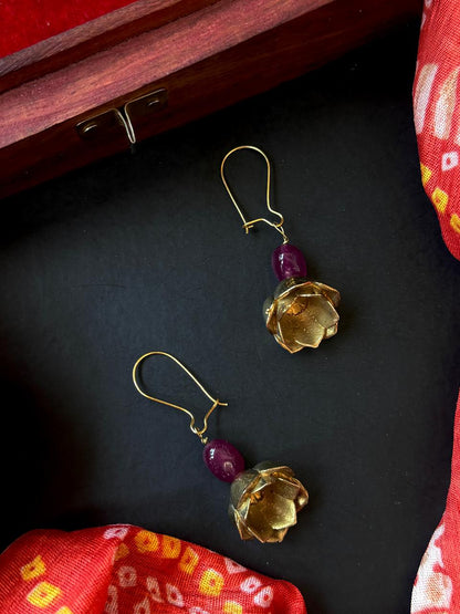 Stone Beaded Golden Trendy Earring