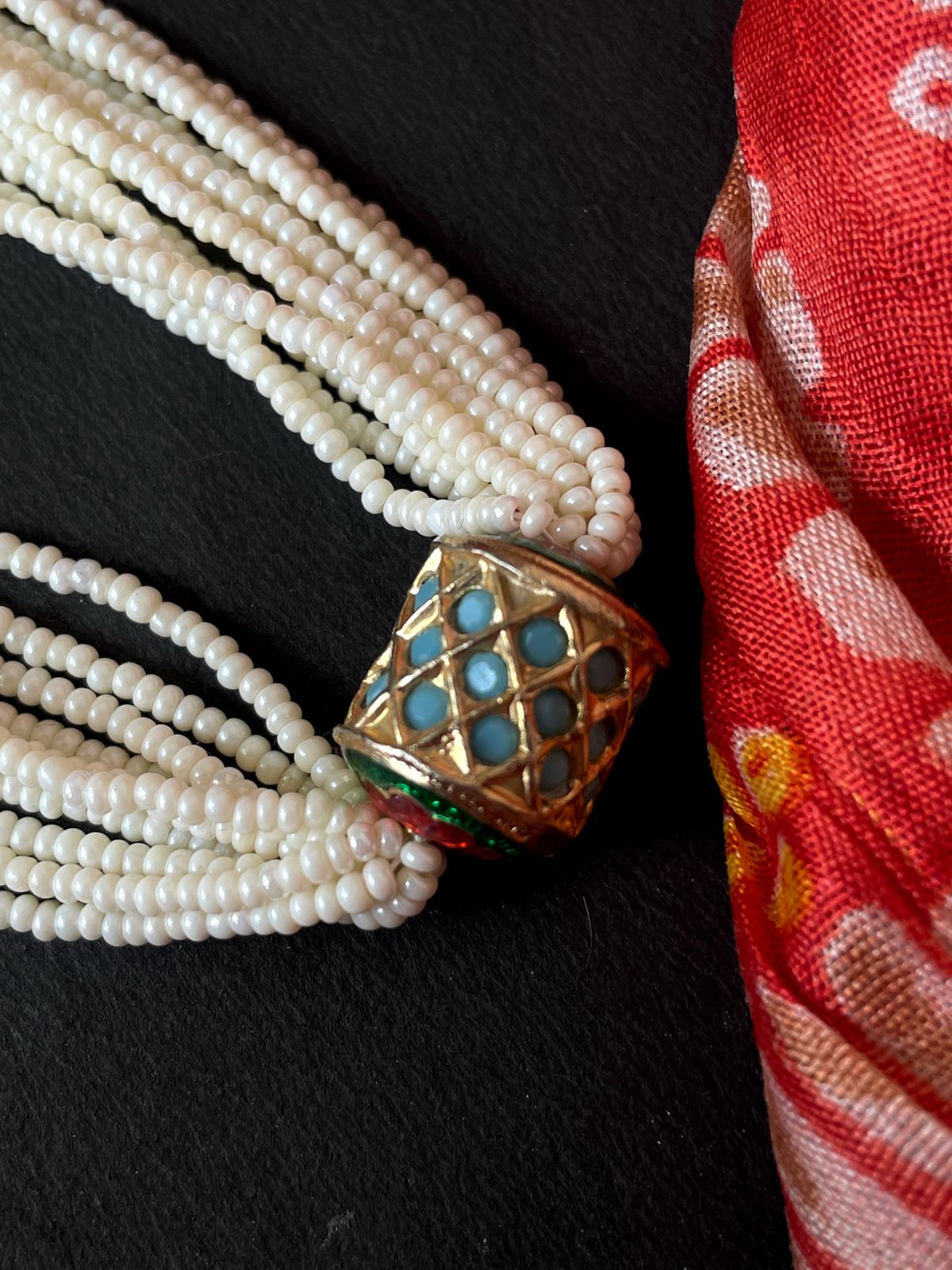 Meenakari Pendant Multi colour Beaded Mala Necklace