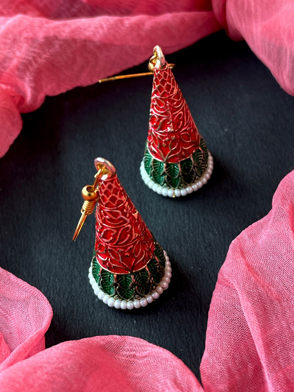 Meenakari Conical Traditional Partywear Earring