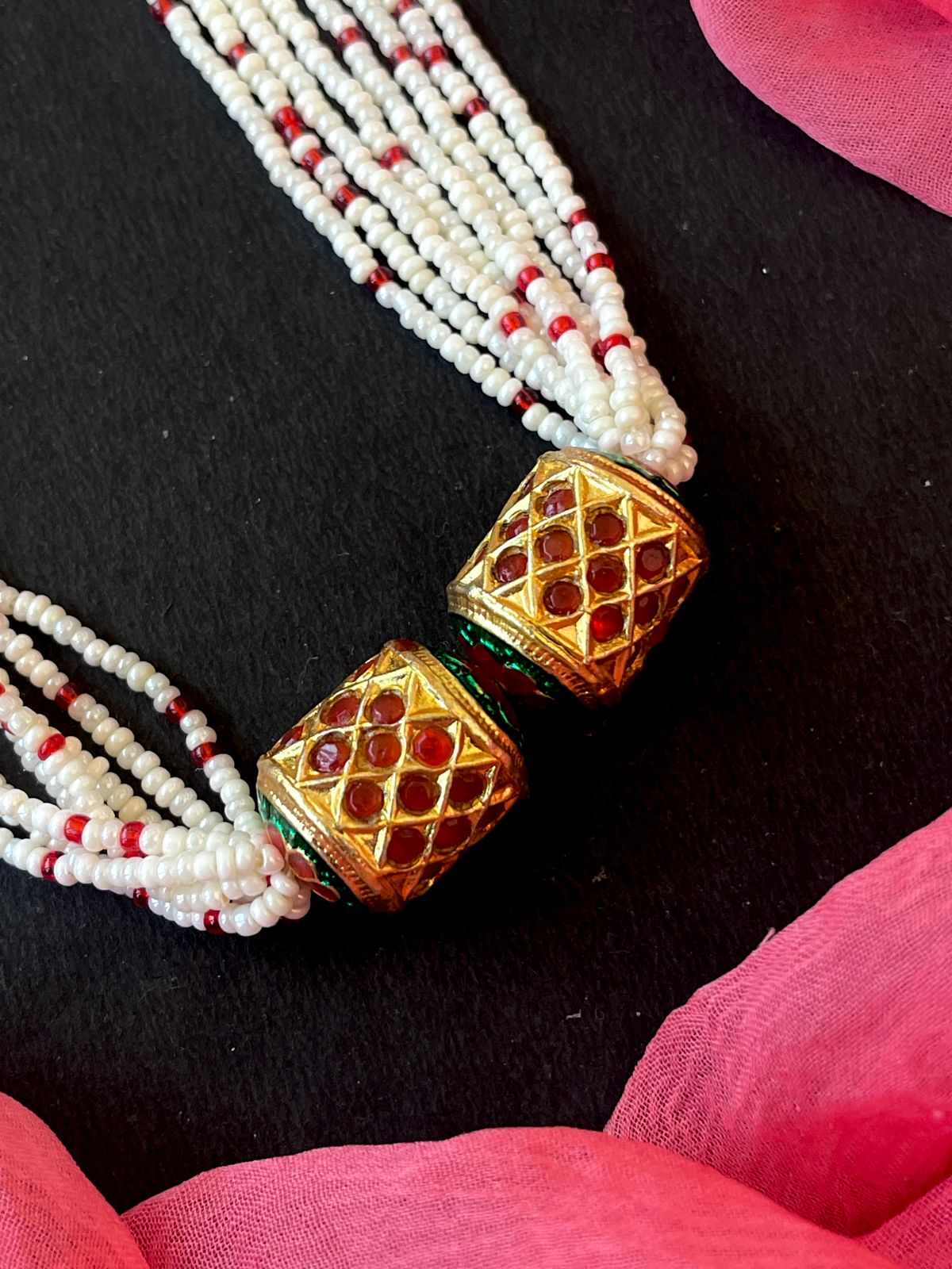 Meenakari Stone Ball Pendant Necklace with Meenakari Earring Set