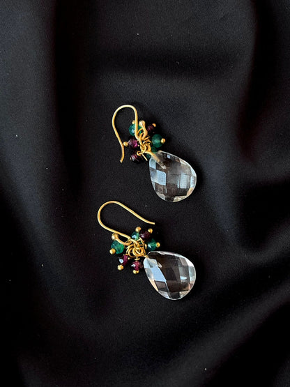 Crystal Stone Gold Plated 92.5 Silver Earring