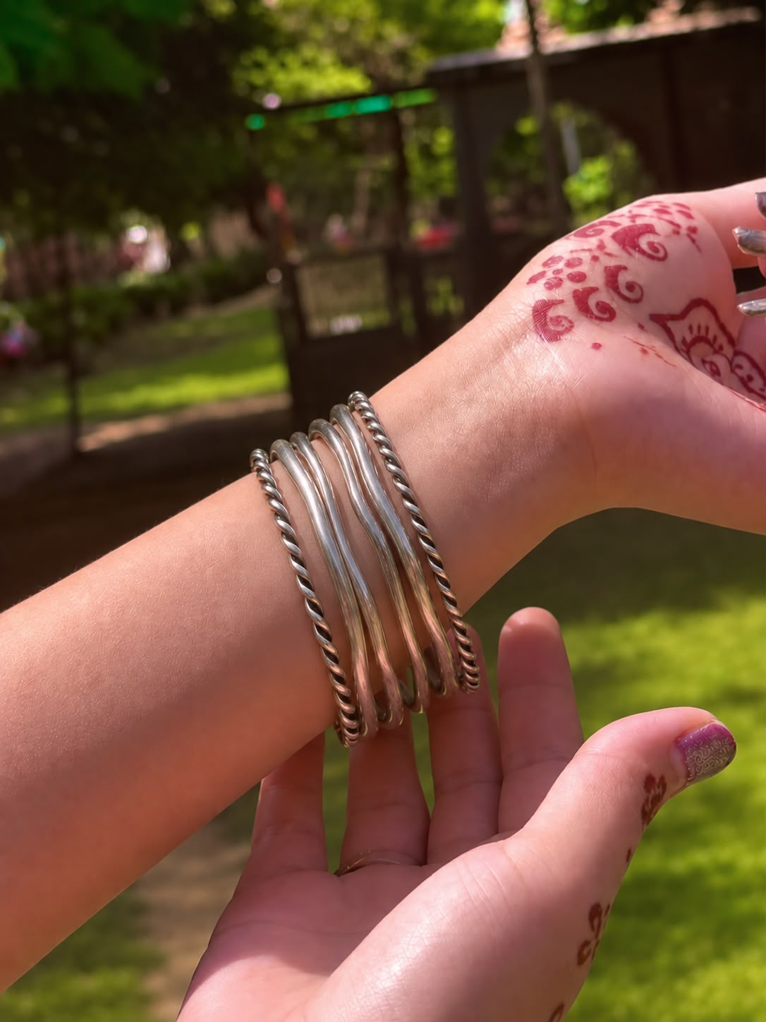 Oxidized Silver Replica Bangle set