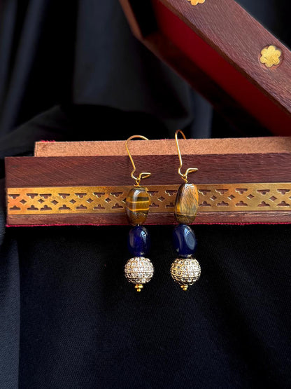 Stone Beads with AD Golden Ball Earring