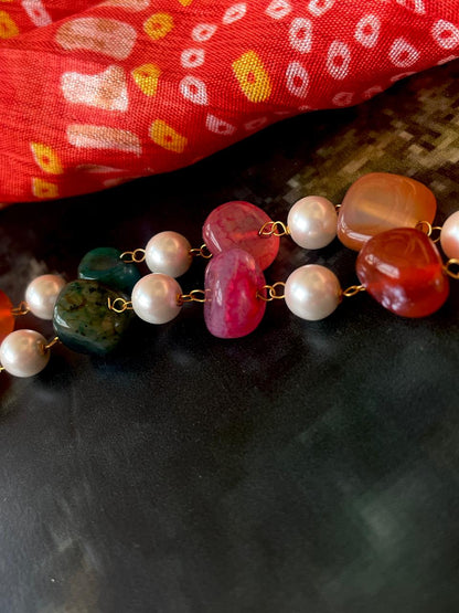 Jade stone with Shell Pearl Double Layer Mala