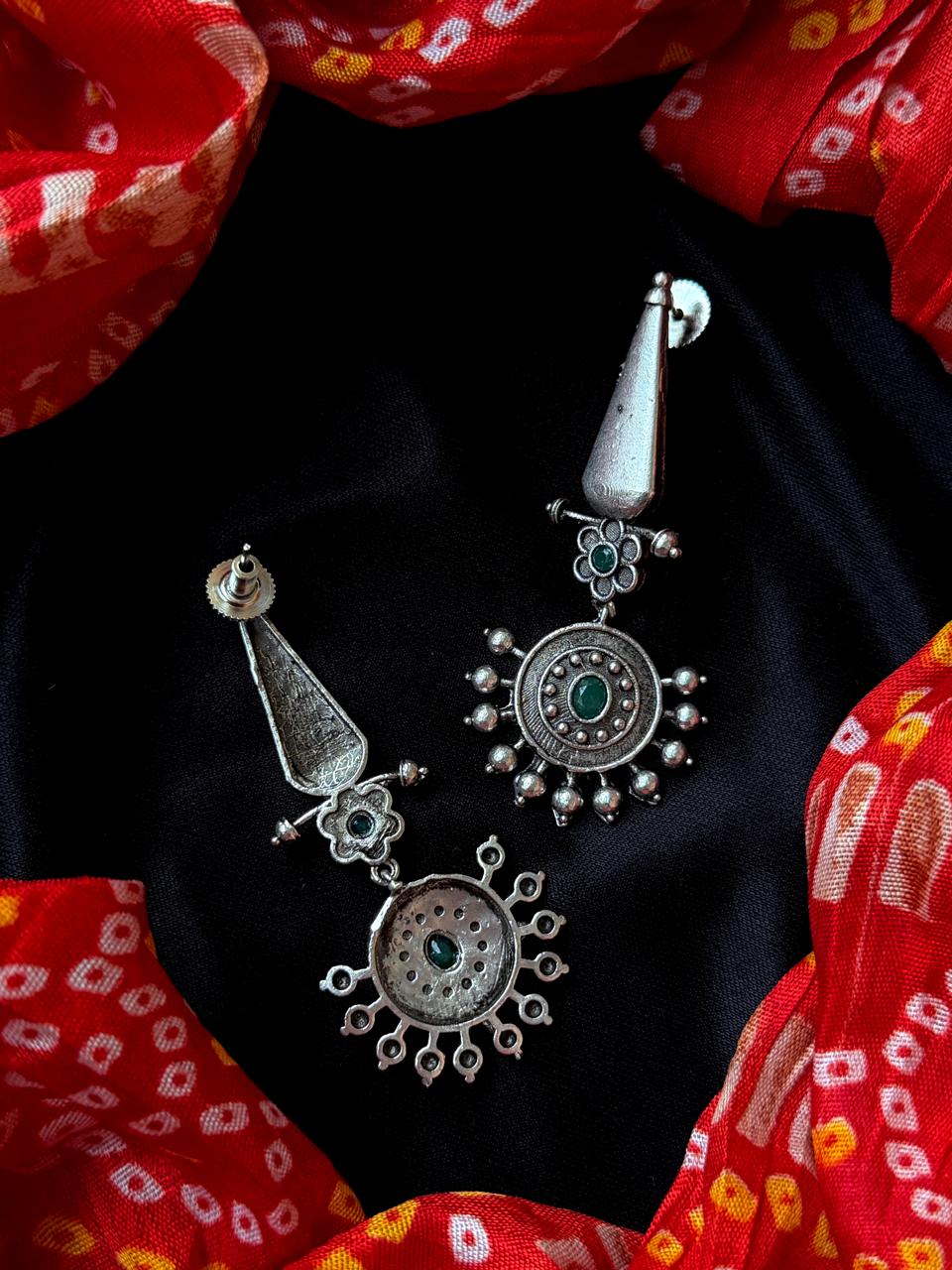 Oxidized Long Ethnic Earring