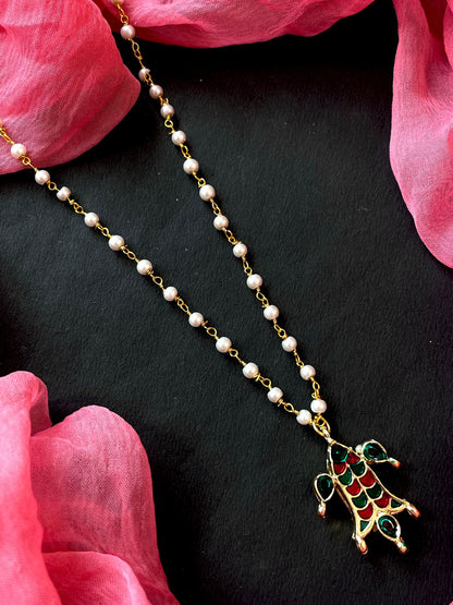 Kundan Pendant Beaded Chain Necklace