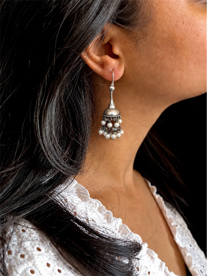 Oxidized small Light weight Baeded Earring