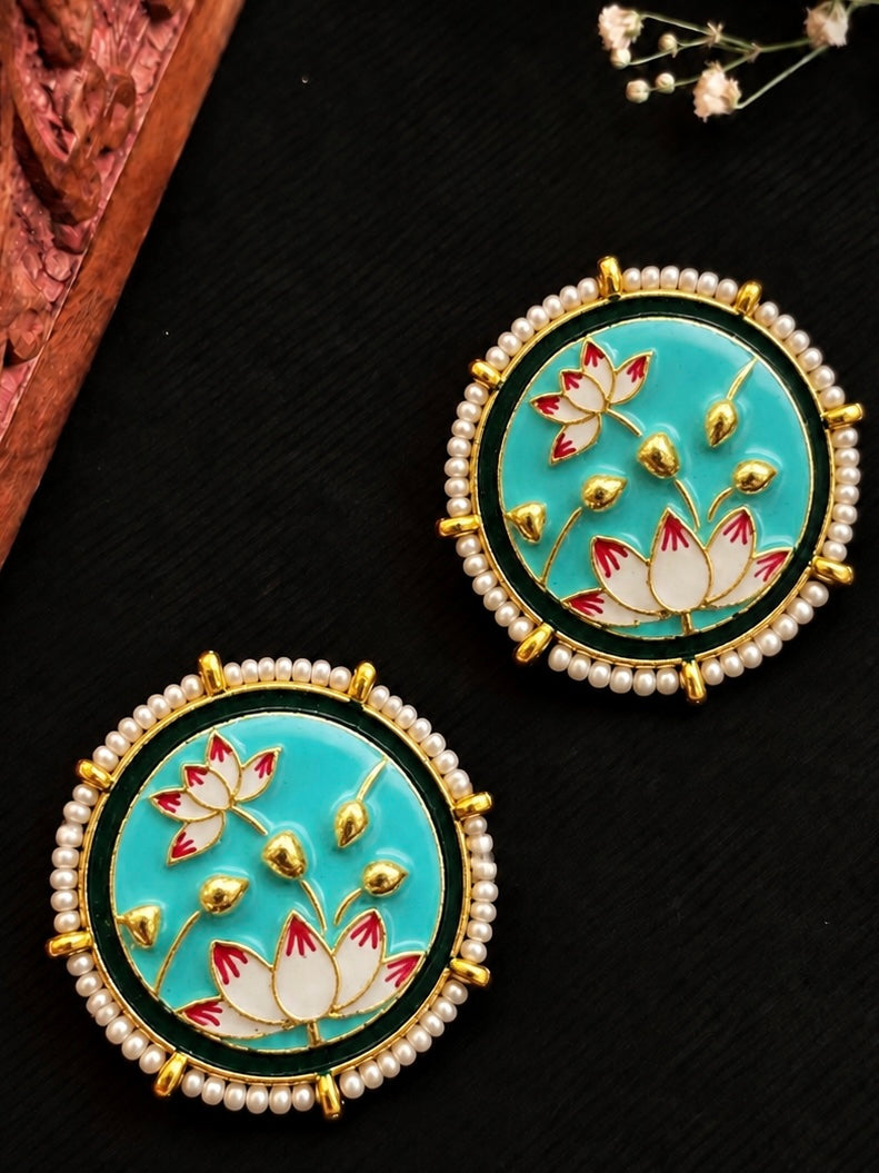 Meenakari Handmade Round Shape Stud Earring