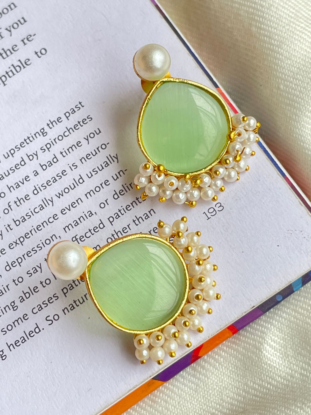 Monalisa Stone and Pearl Beaded Stud Earring