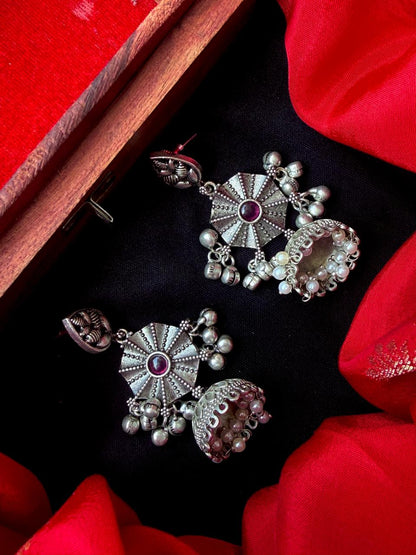 Oxidized Top with Jhumki Partywear Earring