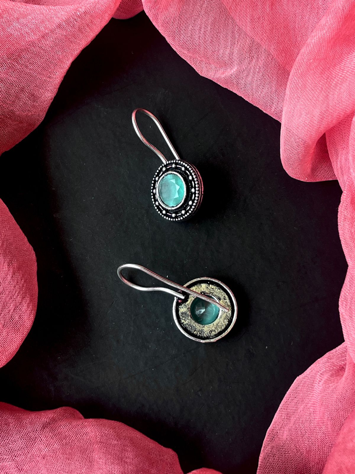 Monalisa Stone Oxidized Stud Earring