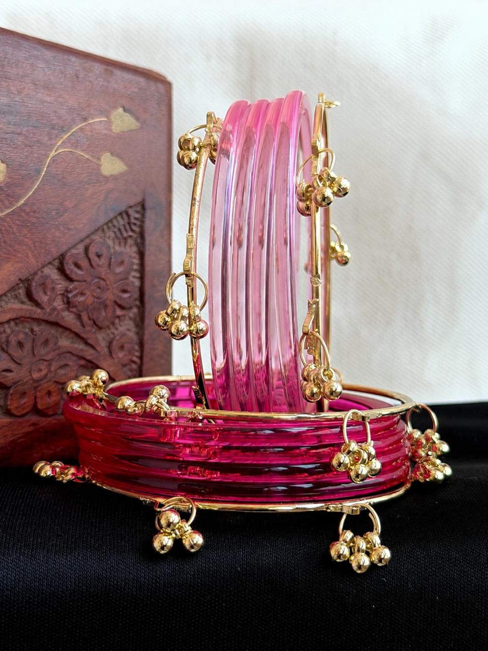Acrylic Bangles with Metal Bangles set