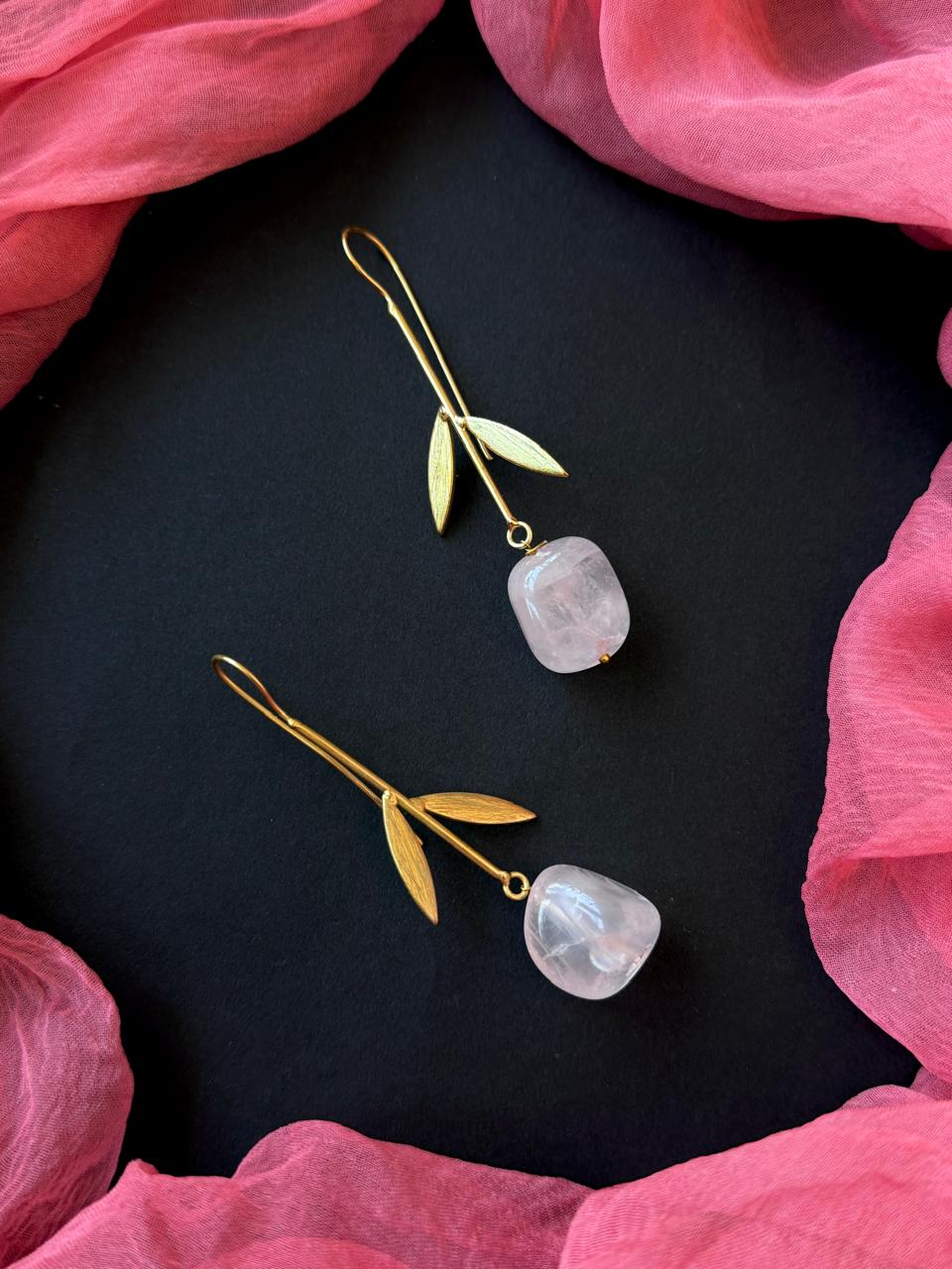 Natural Stones Golden leaf Earring