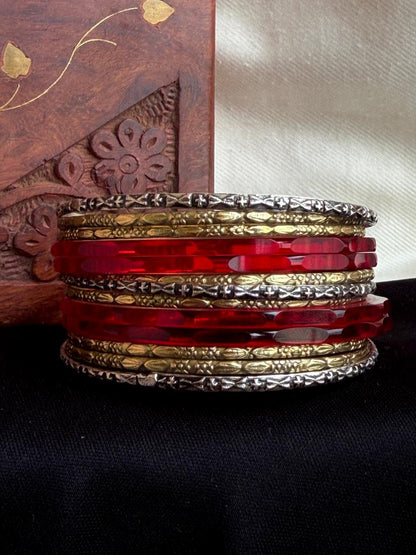 Acrylic Jelly Bangles with Metal Bangles set