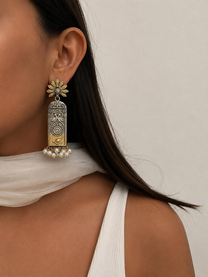 Dual Tone Geometrical Earring