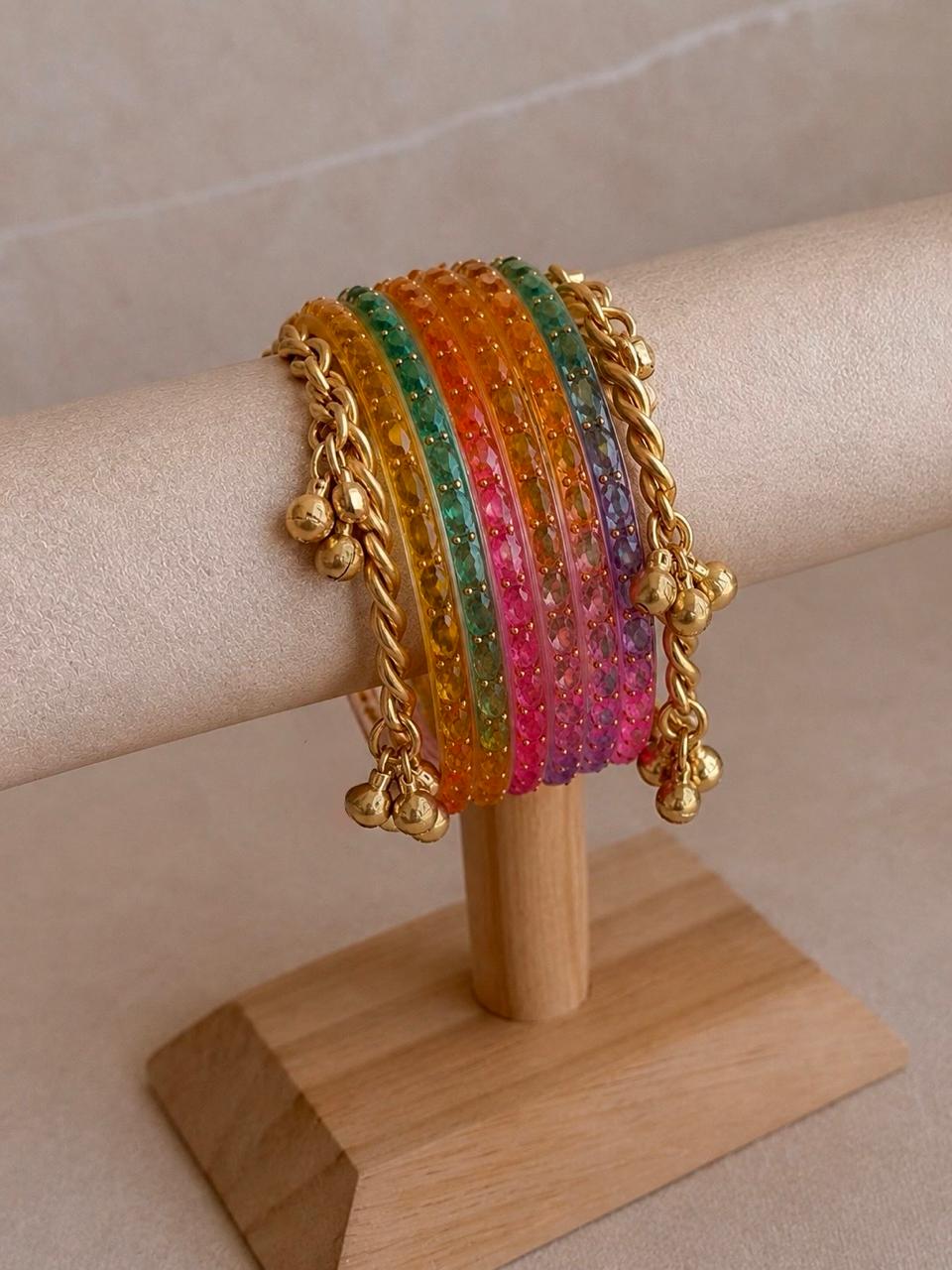 Acrylic Bangles with Metal Bangles set