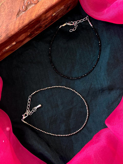 Pyrite and Black Beaded Anklet