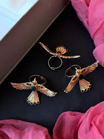 Golden Eagle shape Monalisa Stone Ring