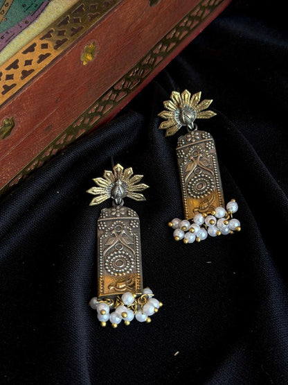 Dual Tone Geometrical Earring