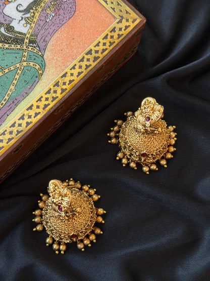 Matt Finish Golden Temple Earring