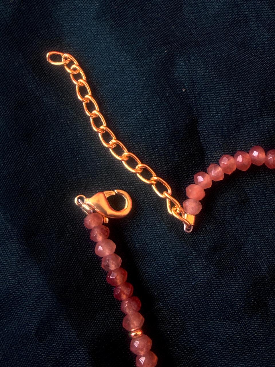Stone Beads Golden Ring Single Layer Mala