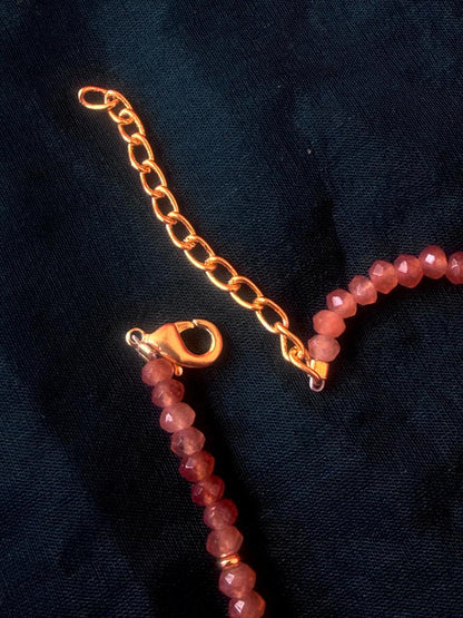 Stone Beads Golden Ring Single Layer Mala