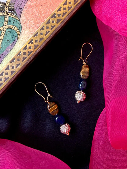 Stone Beads with AD Golden Ball Earring
