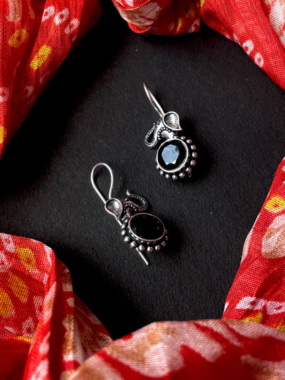 Monalisa Stone Oxidized Elephant shape Earring