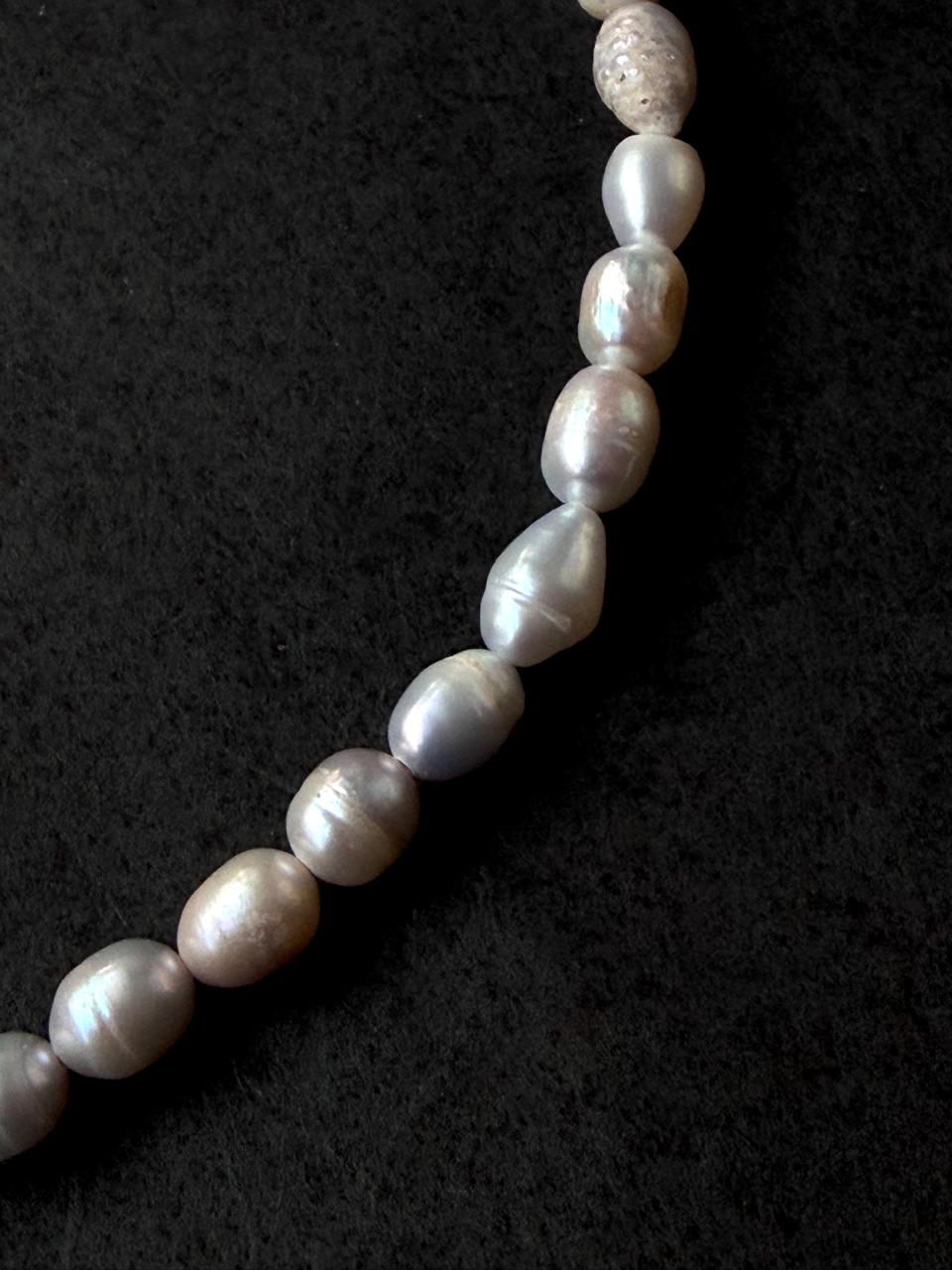 Natural Shell Pearl Mala with Earring set
