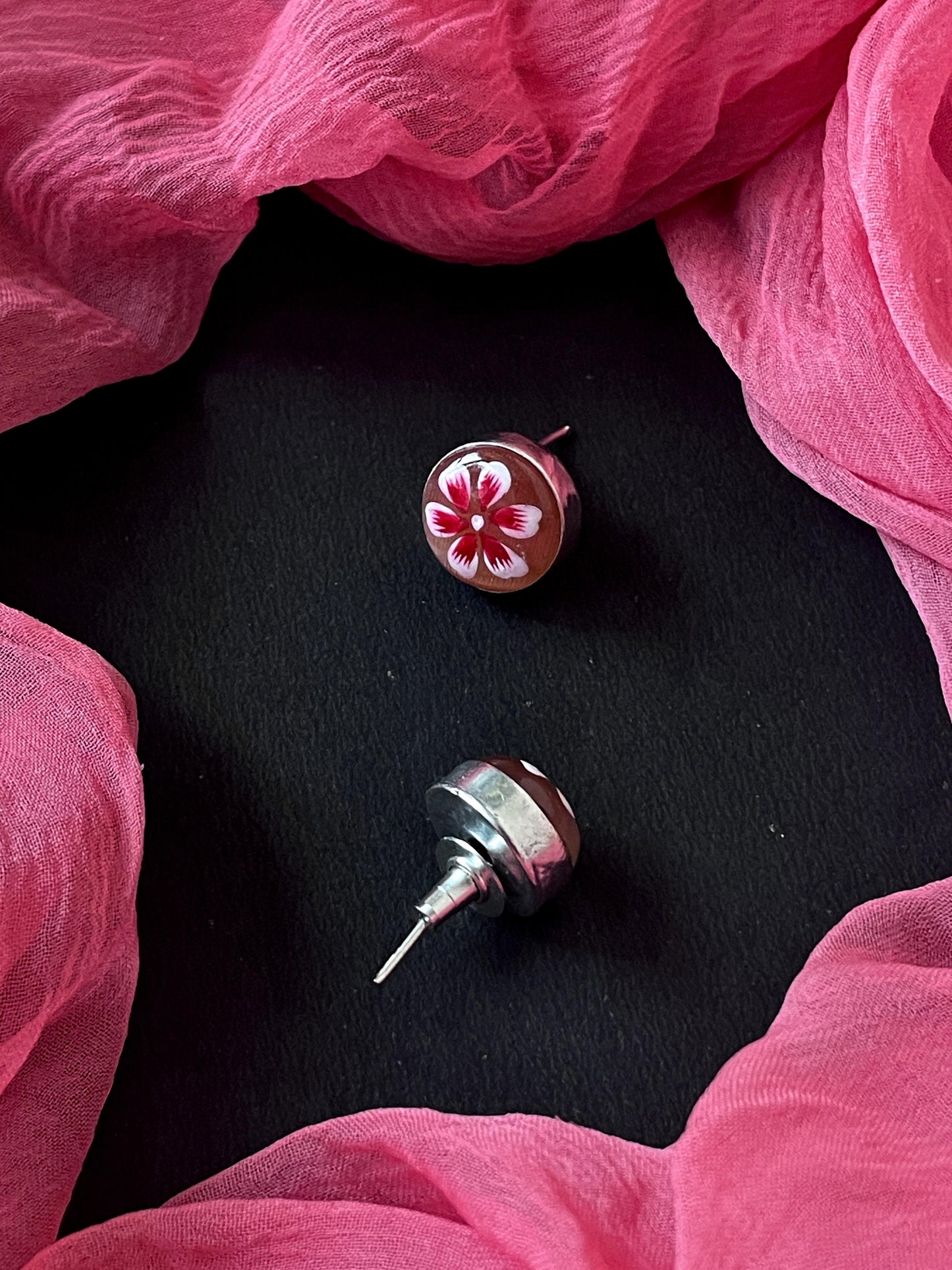 Hand Painted Monalisa Stone Stud Earring